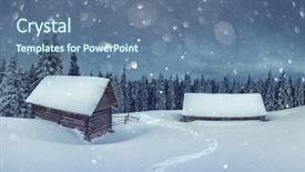  Presentation with landscape - Cool new theme with mountains christmas holiday postcard collage backdrop and a ocean colored foreground