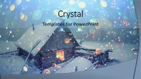  Presentation with landscape - Colorful PPT theme enhanced with mountains christmas holiday postcard collage backdrop and a light blue colored foreground