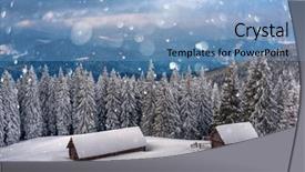  Presentation with landscape - Audience pleasing slides consisting of mountains christmas holiday postcard collage backdrop and a light blue colored foreground