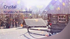  Presentation with landscape - Presentation enhanced with mountains christmas holiday postcard collage background and a sky blue colored foreground