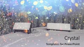  Presentation with landscape - PPT layouts with mountains christmas holiday postcard collage background and a light gray colored foreground