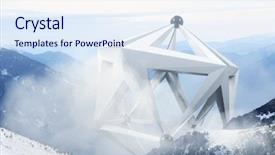  Presentation with ufo - Beautiful presentation theme featuring mountains collage - abstract surreal shape backdrop and a sky blue colored foreground