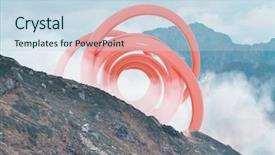  Presentation with ufo - Slide deck enhanced with mountains collage - abstract surreal shape background and a sky blue colored foreground