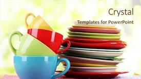  Presentation with napkins - PPT layouts enhanced with mountains colorful dishes on napkins background and a cream colored foreground