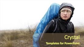  Presentation with expedition - Amazing presentation design having mountains during bad weather backdrop and a tawny brown colored foreground