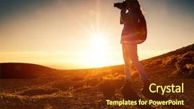  Presentation with golden woman - Beautiful PPT theme featuring mountains during golden hour backdrop and a tawny brown colored foreground