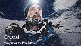  Presentation with mountain snow - PPT theme with mountains explore - adventure mountain man in snow background and a wine colored foreground