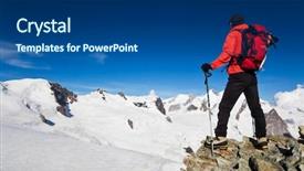  Presentation with hiking - Presentation design consisting of mountains explore - male hiker standing in front background and a  colored foreground