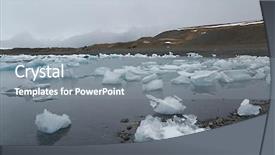  Presentation with rustic lake purple - PPT theme with mountains explorer ice fog - glacial lake in jokulsarlon iceland background and a gray colored foreground