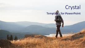  Presentation with mountain hiking - Amazing PPT layouts having mountains explorer rocks - young mixed race man hiking backdrop and a sky blue colored foreground