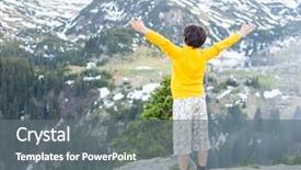  Presentation with child exploring - Audience pleasing presentation design consisting of mountains explorer rocks ice clouds - child exploring the mountain backdrop and a  colored foreground