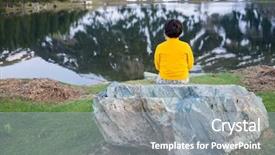  Presentation with child exploring - Audience pleasing slide deck consisting of mountains explorer rocks ice clouds - child exploring the mountain backdrop and a  colored foreground