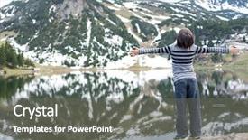  Presentation with health and happiness - Beautiful PPT layouts featuring mountains explorer rocks ice clouds - happiness in mountain backdrop and a  colored foreground