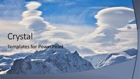  Presentation with house snow mountain - Theme having mountains explorer rocks ice clouds - mountain peak covered with white background and a  colored foreground