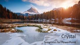  Presentation with scenic - PPT theme having mountains explorer rocks ice clouds - scenic image of the lake background and a light blue colored foreground