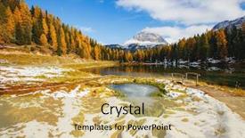 Presentation with scenic - PPT theme with mountains explorer rocks ice clouds - scenic image of the lake background and a yellow colored foreground