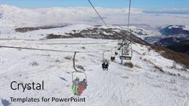  Presentation with far away - Slide deck with armenia - people ride on cableway background and a light gray colored foreground