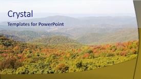  Presentation with fall colors - PPT theme having mountains in fall colors background and a sky blue colored foreground