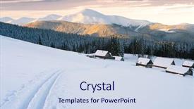  Presentation with tracks - Colorful PPT layouts enhanced with mountains in winter with ski backdrop and a sky blue colored foreground