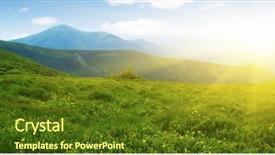 Presentation with summer time - Presentation design having mountains landscape in the summer background and a tawny brown colored foreground