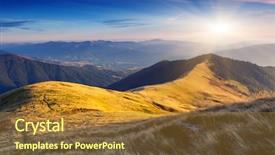  Presentation with sugarcane fields mountains landscape nature - Beautiful slide set featuring mountains landscape under morning sky backdrop and a tawny brown colored foreground