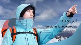  Presentation with sugarcane fields mountains landscape nature - PPT theme featuring mountains man hiking rocks ice clouds - mountaineer pointing at peak standing background and a teal colored foreground