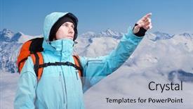  Presentation with sugarcane fields mountains landscape nature - Cool new slide set with mountains man hiking rocks ice clouds - mountaineer pointing at peak standing backdrop and a light blue colored foreground