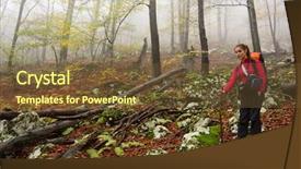  Presentation with romania - Beautiful slide deck featuring mountains man hiking rocks ice clouds - trekker in the carpathians romania backdrop and a  colored foreground