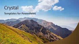  Presentation with mountains - Slide set consisting of mountains near tashent city uzbekistan background and a light blue colored foreground