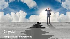  Presentation with businessman standing on mountain top - Amazing PPT layouts having mountains obstacles - businessman standing scared next backdrop and a gray colored foreground