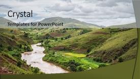  Presentation with water river - Slide set with mountains on the background madagascar background and a lemonade colored foreground