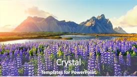  Presentation with mountain view california - PPT layouts featuring mountains on vestrahorn cape iceland background and a violet colored foreground