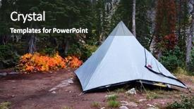  Presentation with camping - Cool new PPT theme with mountains overnight shelter in forrest backdrop and a wine colored foreground