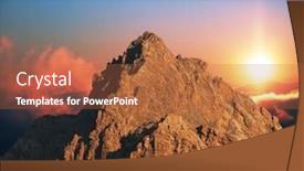  Presentation with sunrise - Audience pleasing PPT theme consisting of mountains-peak-on-sunrise backdrop and a red colored foreground