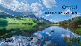  Presentation with lake - PPT theme consisting of mountains-reflected-on-a-lake background and a light blue colored foreground