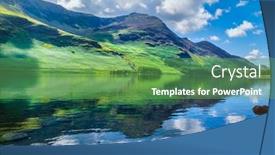  Presentation with england - Colorful presentation design enhanced with mountains-reflected-on-a-lake backdrop and a seafoam green colored foreground