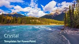  Presentation with canadian - Beautiful PPT theme featuring mountains-river-and-waterfall-make backdrop and a ocean colored foreground