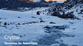  Presentation with winter river - Presentation theme having mountains-river-view-at-winter background and a teal colored foreground