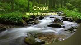  Presentation with forest stream - Cool new presentation theme with mountains rivers - mountain river flowing backdrop and a tawny brown colored foreground