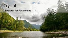  Presentation with hawaii - Theme featuring mountains rivers - mounts and jungle in foggy background and a light gray colored foreground