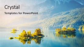  Presentation with turquoise - Colorful presentation design enhanced with mountains rivers - view of the islands backdrop and a light blue colored foreground