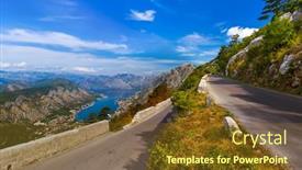  Presentation with kotor montenegro - Audience pleasing slide deck consisting of mountains-road-and-kotor-bay backdrop and a tawny brown colored foreground