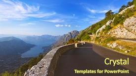  Presentation with kotor montenegro - Beautiful PPT theme featuring mountains road and kotor bay backdrop and a tawny brown colored foreground