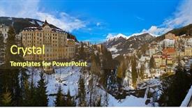  Presentation with ski - PPT theme consisting of mountains ski resort bad gastein background and a tawny brown colored foreground