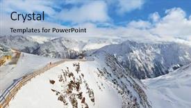  Presentation with resort - Beautiful presentation design featuring mountains-ski-resort-solden-austria backdrop and a  colored foreground