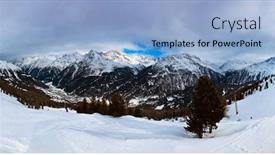  Presentation with ski - Cool new PPT theme with mountains-ski-resort-solden-austria backdrop and a light blue colored foreground