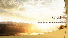  Presentation with morning sunrise - Theme featuring mountains sunrise - meadow at morning background and a cream colored foreground