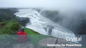  Presentation with water flow - PPT theme enhanced with mountains tourist attraction iceland background and a seafoam green colored foreground