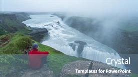  Presentation with water flow - PPT layouts enhanced with mountains tourist attraction iceland background and a  colored foreground