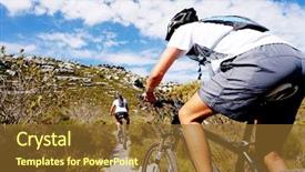 Presentation with cyclist mountains - Beautiful PPT theme featuring mountains two people living backdrop and a tawny brown colored foreground